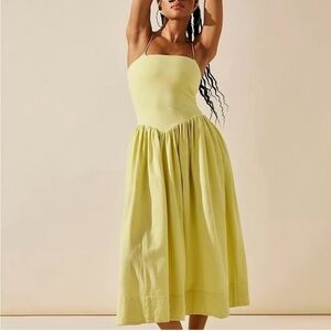 Free People Onda Basque Waist Strapless Midi Dress